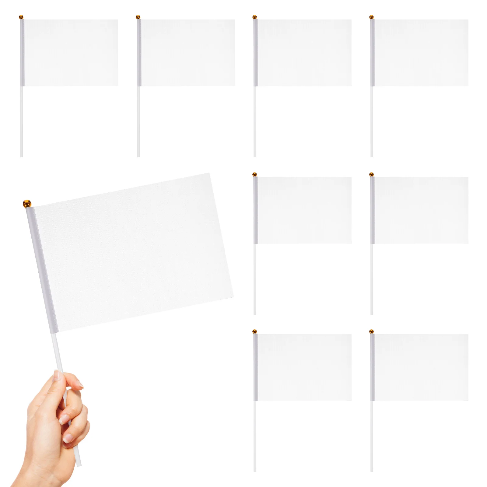 

24 Pcs Lifeguards White Mini Flags Hand Crank Blank Marker Waving Work Landscape