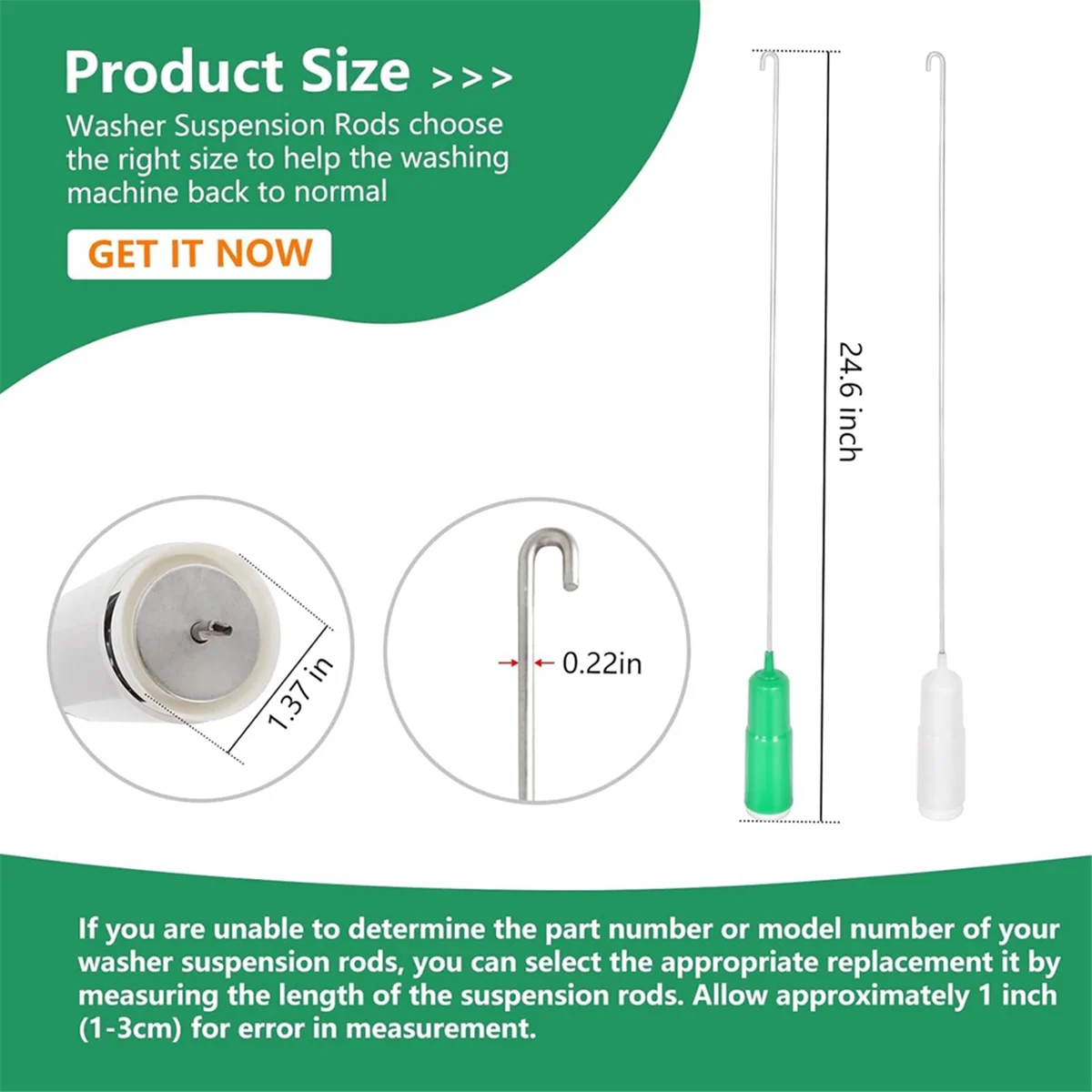 4PCS WH16X26911 & WH16X26910 for Washer Suspension Rod Kit & Spring Assembly 24.6in Part Number