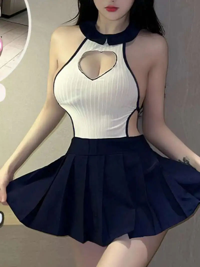 WOMENGAGA ملهى ليلي الجوف الظهر مثير فستان قصير بحار موحدة المرأة فستان أنيق الحلو موضة الكورية المرأة فستان قصير Z7BF #6