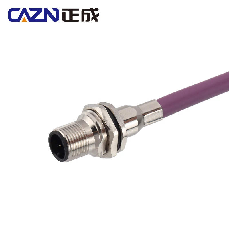 

Ethernet M12 Connector 5pin A code Male and Female back mount socket with purple jacket PVC and PUR Cable CANopen Connector