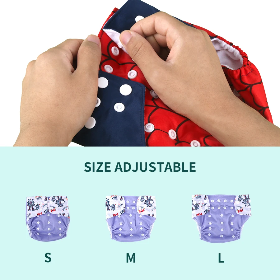 Babyshow 1PC Baby Cloth Diapers Reusable Washable Waterproof Pocket Nappy Pants Adjustable Ecological Diapers for 3-15KG Kids