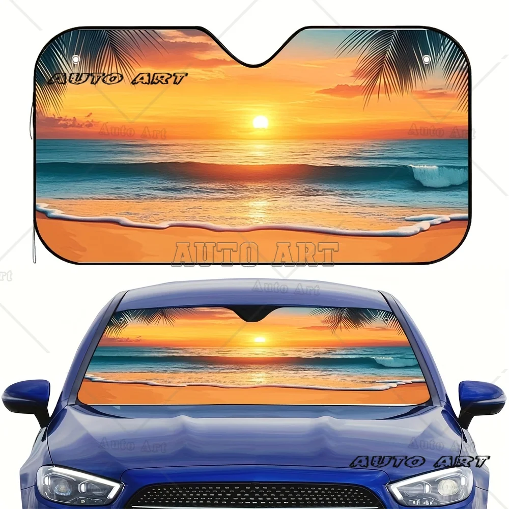 

Tropical Car Sun Visor Vibrant Beach Sunset DesignEasy Installation For Every Car OwnerIdeal For BeachThemed De