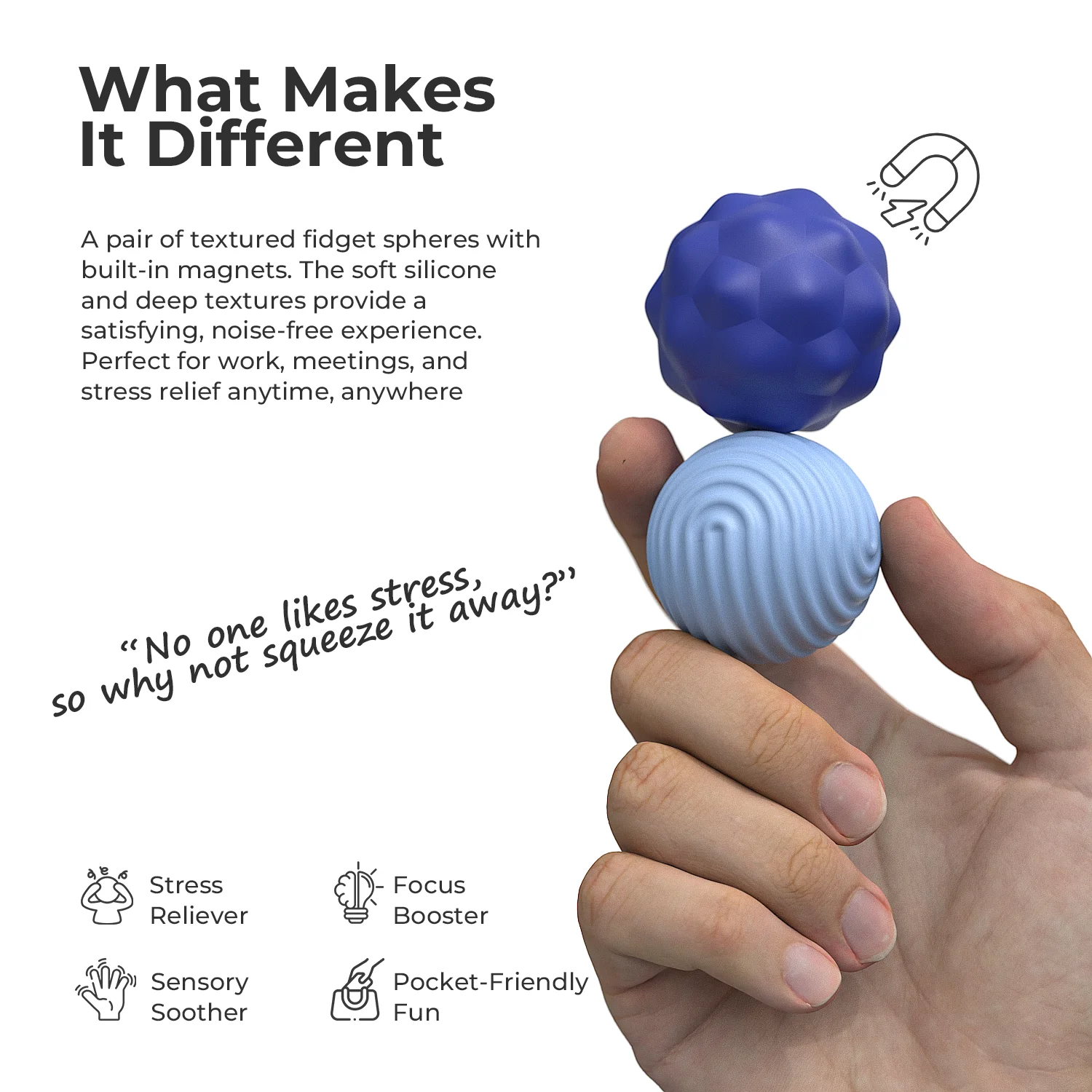ขนาดใหญ่ขนาด Magnetic Sensory ลูกบอลซิลิโคนเด็กออทิสติก Fidgeting กังวล Ball ผู้ใหญ่ Office Decompression ของเล่นปลายนิ้วกิจกรรมของเล่น