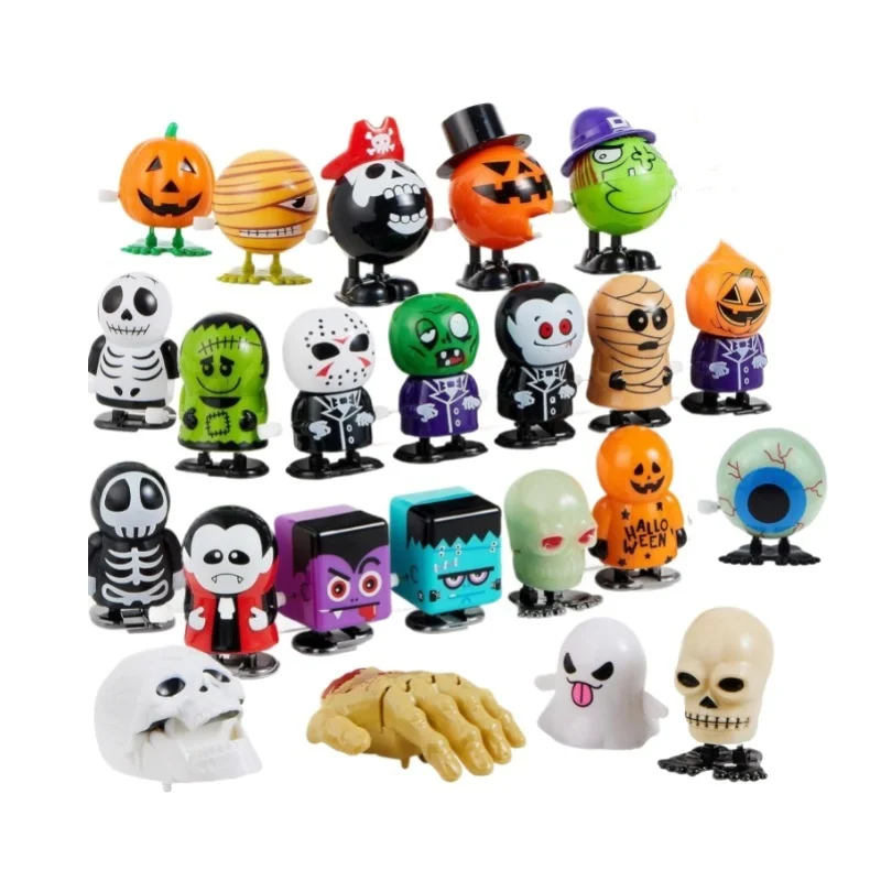 

Halloween Christmas Clockwork Chain Toy Jumping Teeth Ghost Pumpkin Skull Santa Claus Fun Novelty Small Ornament For Party Gift