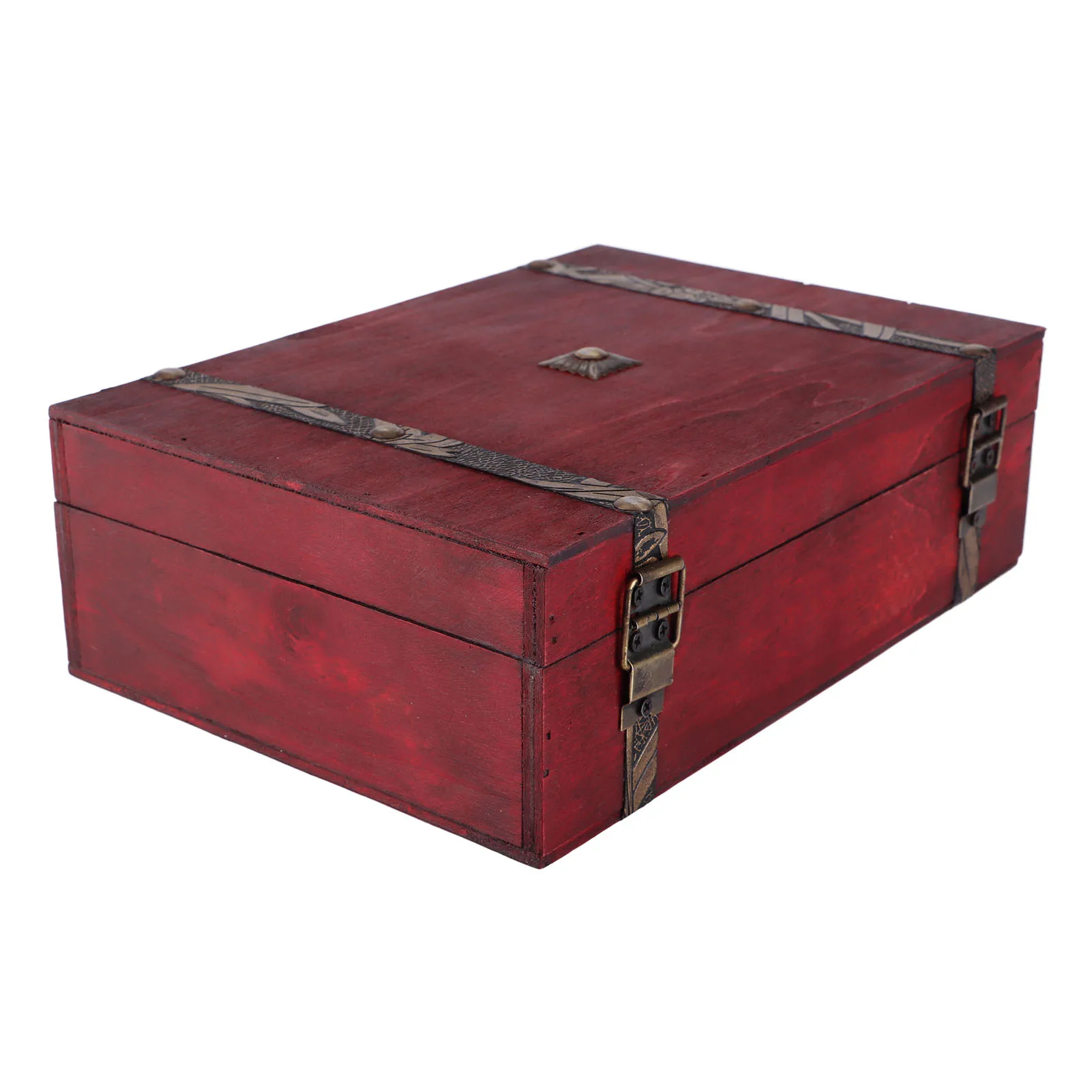 Jewelry Box with Lock Antique Decorative Wood Box Multipurpose Storage Case 23x16x7.7cm for Cosmetics Jewelry Letters