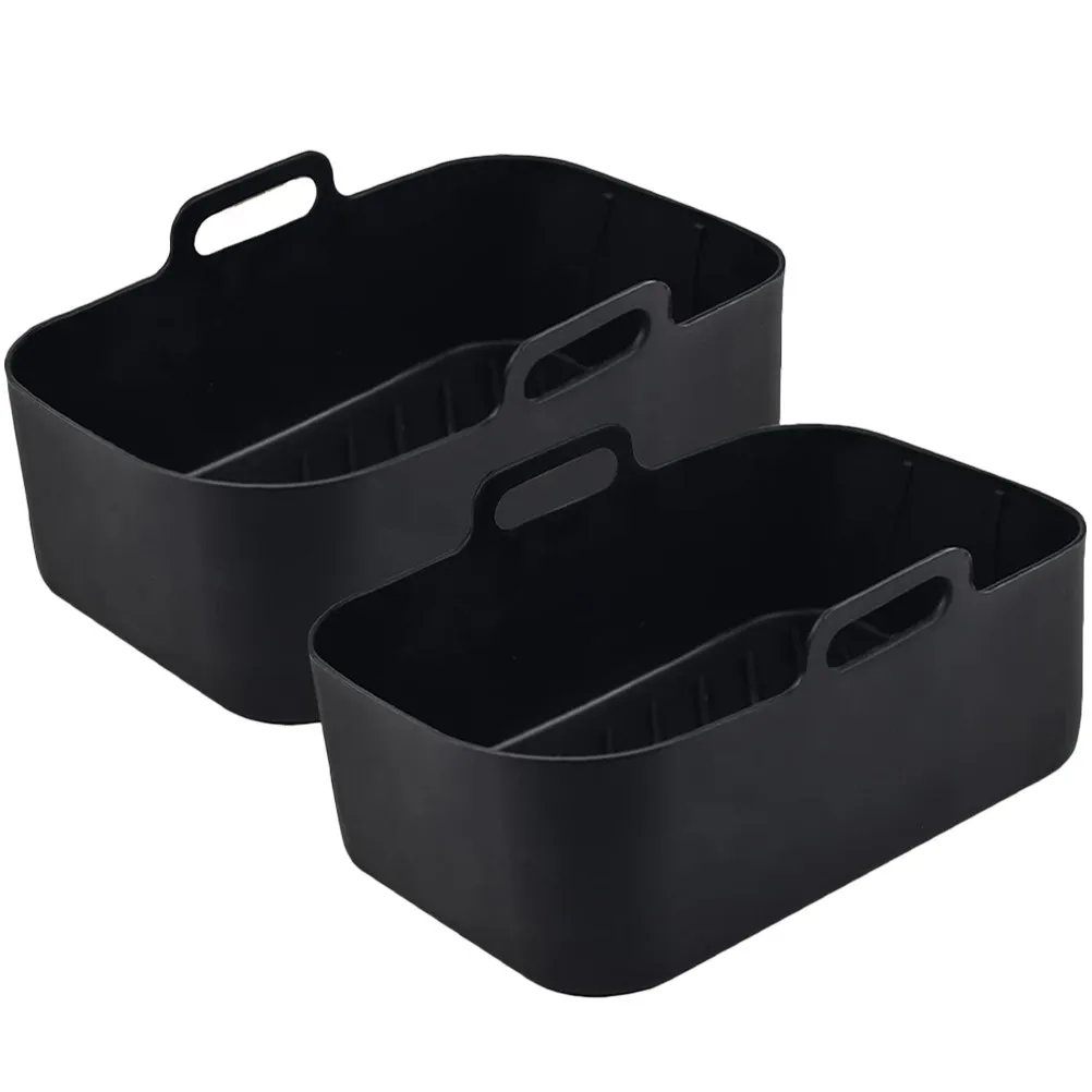 2 unidades de tapetes de silicona antiadherentes con asas para freidora de aire, para hornear pan, bollos, dumplings, dim sum, accesorios de cocina