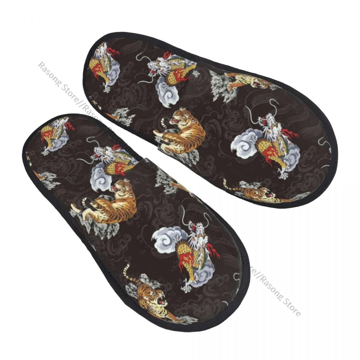 Winter Slipper Woman Man Fluffy Warm Slippers Tiger And Dragon House Slippers Shoes