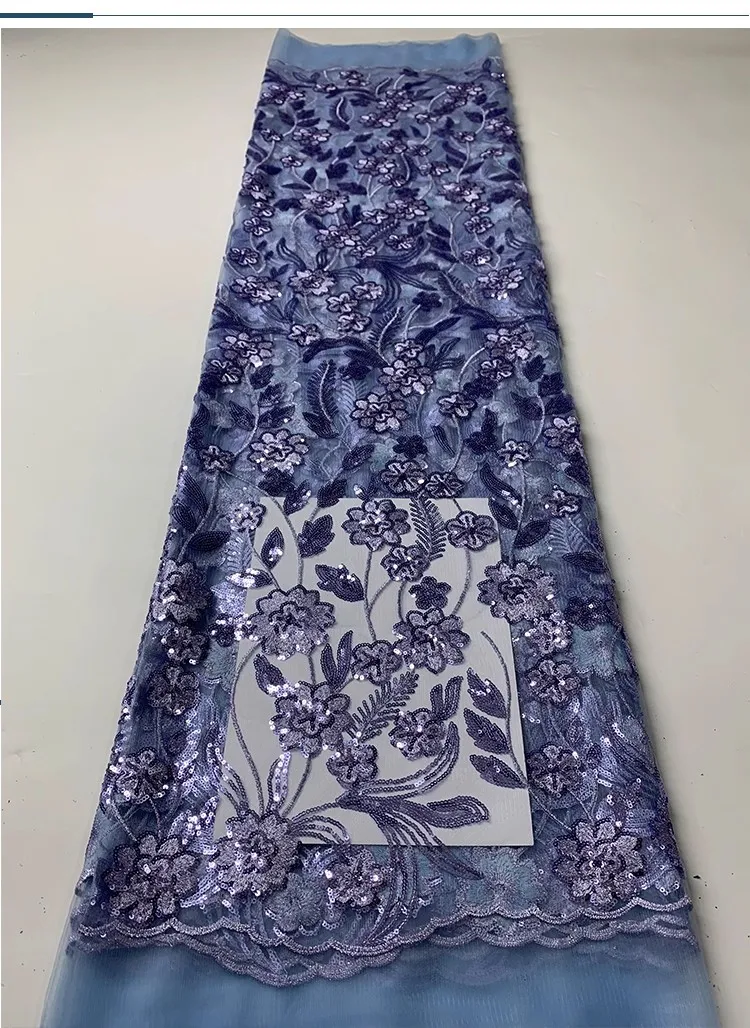 Tissu brodé de paillettes florales exquis, 1 mètre, nouveau tissu de gaze pour robe de mariée, tissu cheongsam pour vêtements