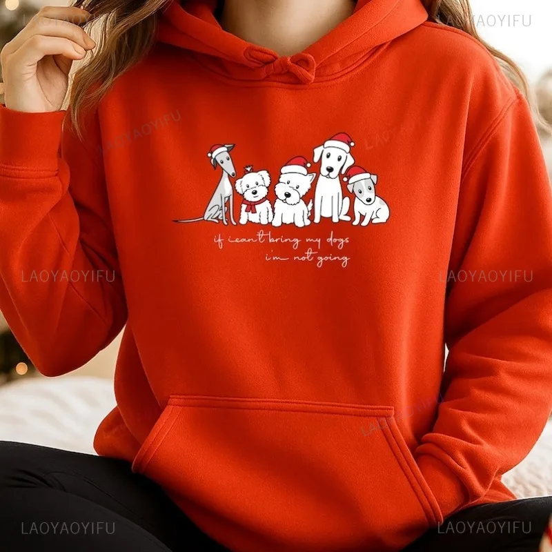 Christmas Dog Horse Year Christmas Hoodie Funny Pattern Sweatshirt Humorous Fashion Style Women Clothing Hooded Sweatshirt