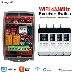 Universal Wifi Receiver Tuya Smart Switch AC 220V DC 7-32V 12V 2CH Relay Controller & 433.92MHz Transmitter For Garage Door Gate