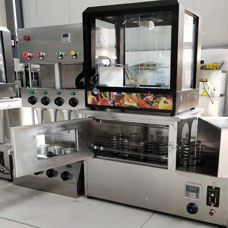 Commercial 4 Mould Rotary Pizza Cone Maker Snack Machine Pizza Cone Vend Equipment Machine Set