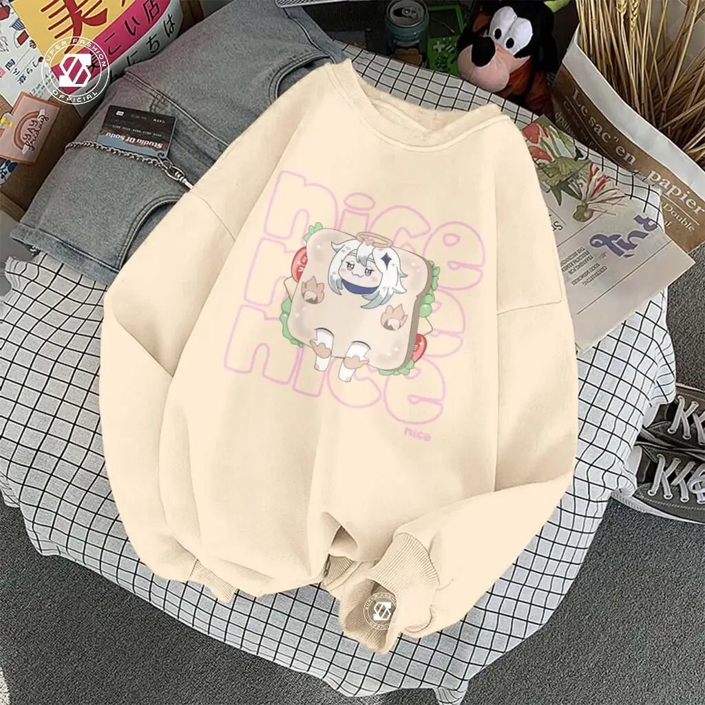 Sweatshirt PAIMON SANDWITCH Trui Wanita Japanse stijl Sweatshirt Anime Atasan Switer Kekinian