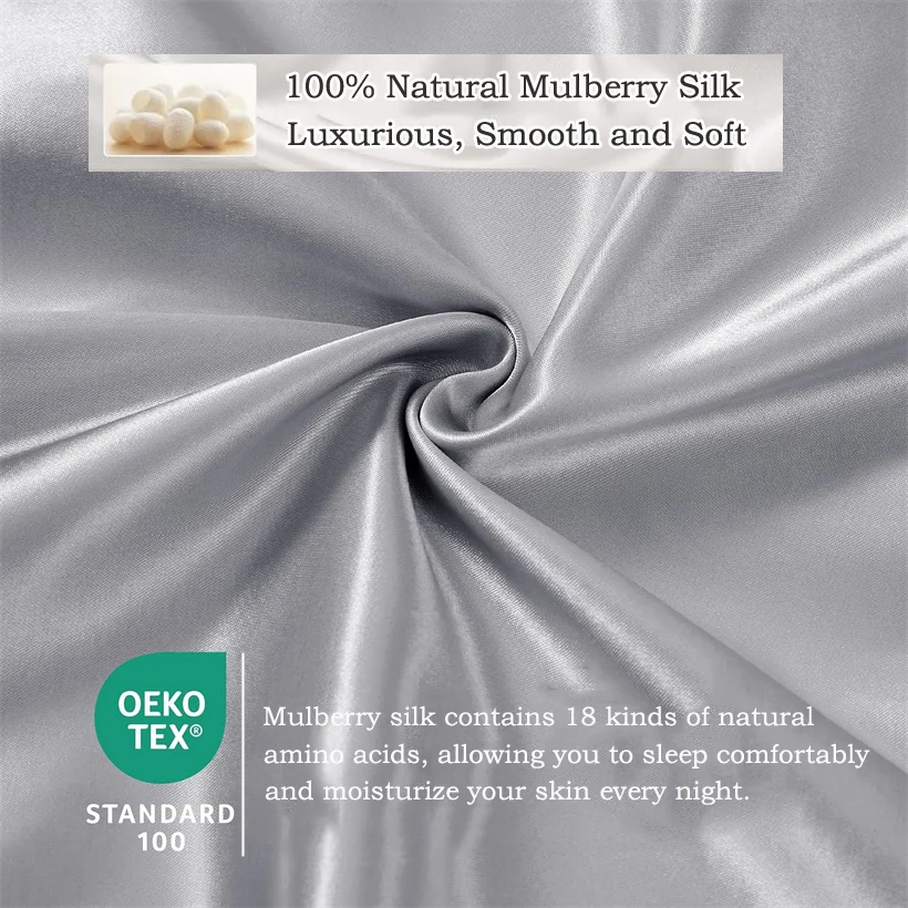 Natural Mulberry Silk 1pc Duvet Cover Solid Color Bedding Luxury Pure Silk Comforter Quilt Covers for Home Hotel Bedroom Smooth