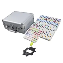 Double Six Dominoes Set Educational Toy 91Tiles Toy Classroom Set in Aluminum Case Classic Blocks Game for Kids Travel Camping