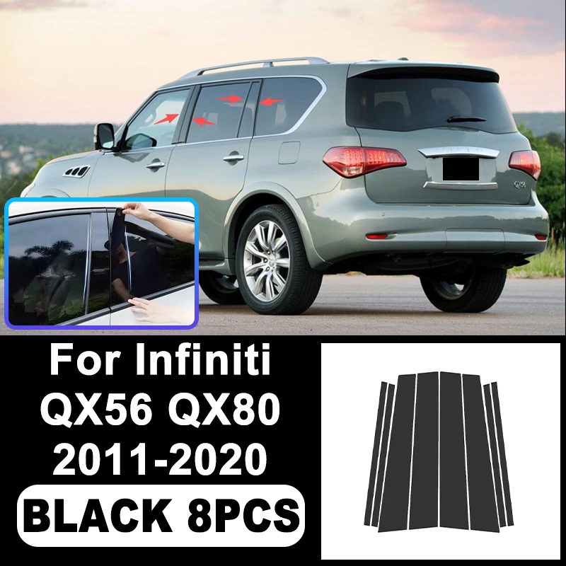 

For Infiniti QX56 QX80 2011-2020 B/C Pillar Stickers - PC Window Decorative Trim for Middle Pillar,Car Exterior Accessories 2012