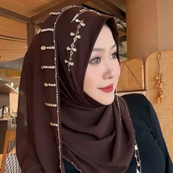 Festival Bride Shower Handmade Rhinestone Fancy Muslim Hijabs Wrap