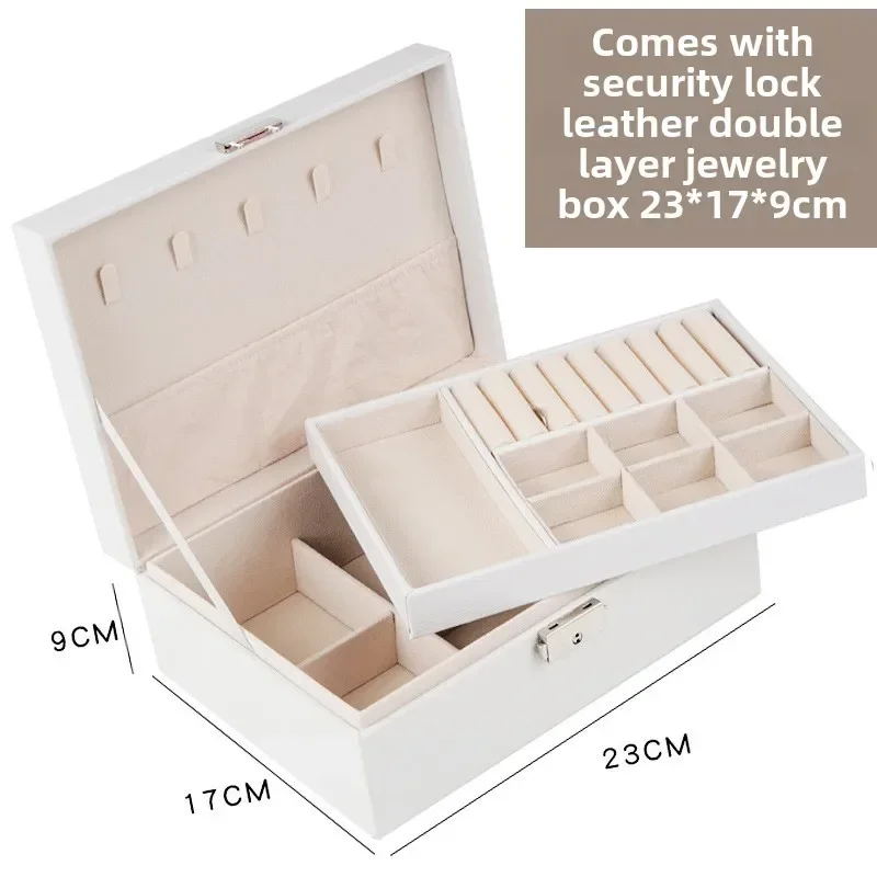Lbarley Double-layer Large Capacity Jewelry Box Earrings Necklace Ring Jewelry PU Leather Jewelry Storage Box