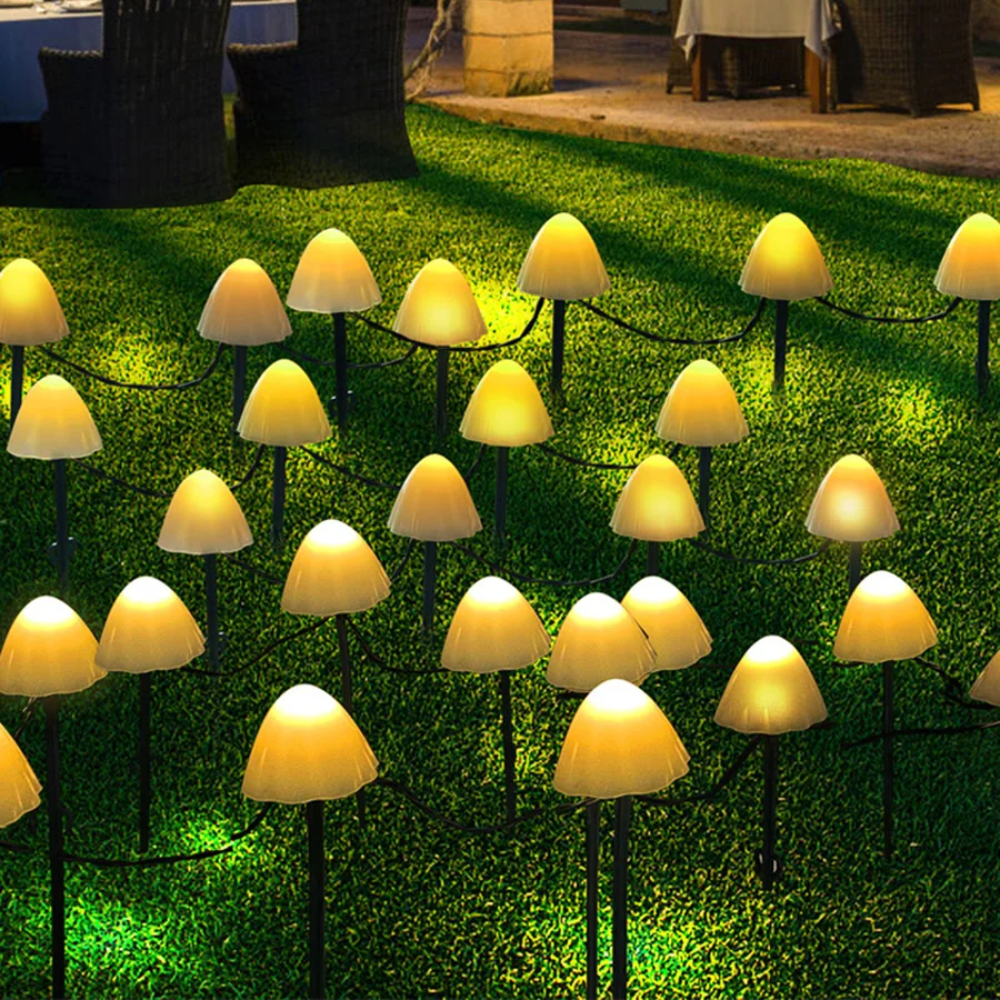 100/200LED Christmas Mushroom Solar String Light Outdoor Solar Mushroom Fairy Lights Garland for Party Wedding Garden Decor