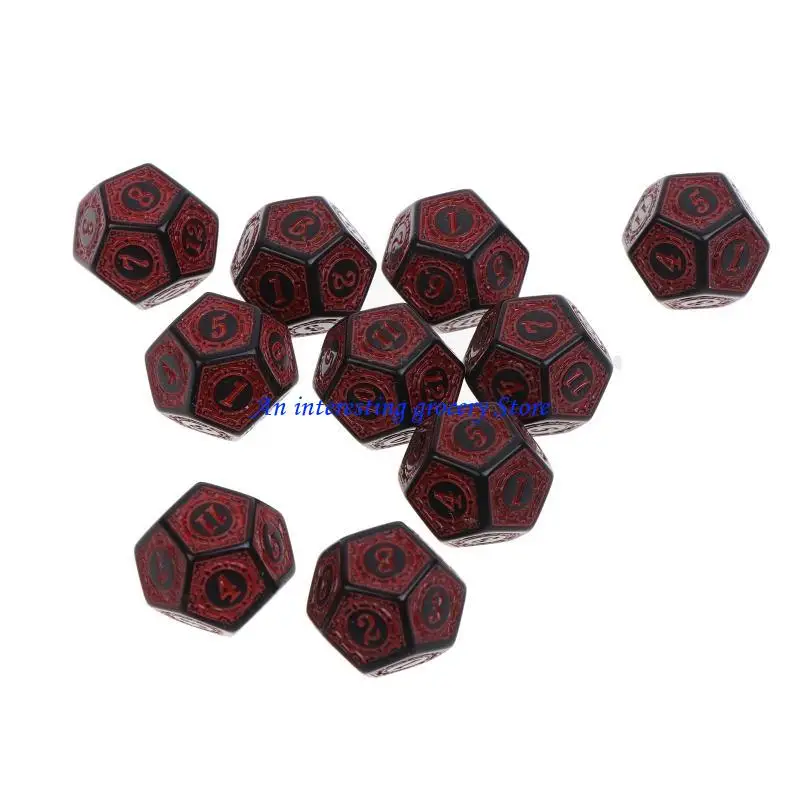 

652D 10Pcs Polyhedral TRPG Games d12 Multi Sides for Board Game