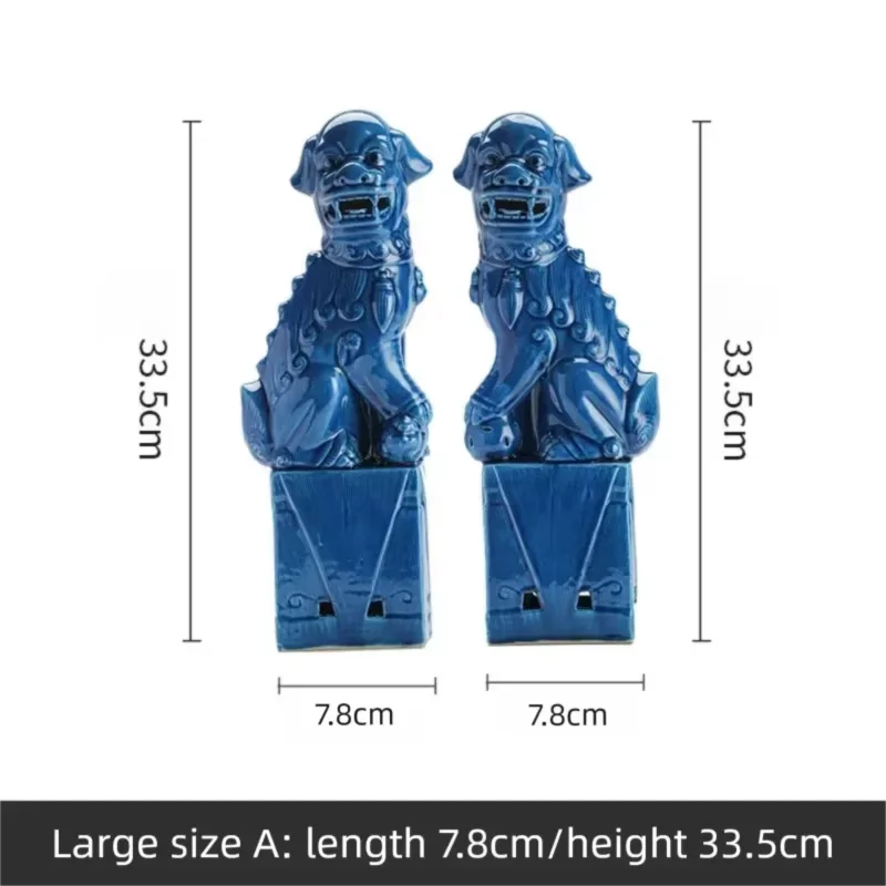 2 Pcs Pair of Foo Dogs, Fu Dogs, Buddha Dogs, Chinese Guardian Lions, Ceramic Sculpture, Home Decoration