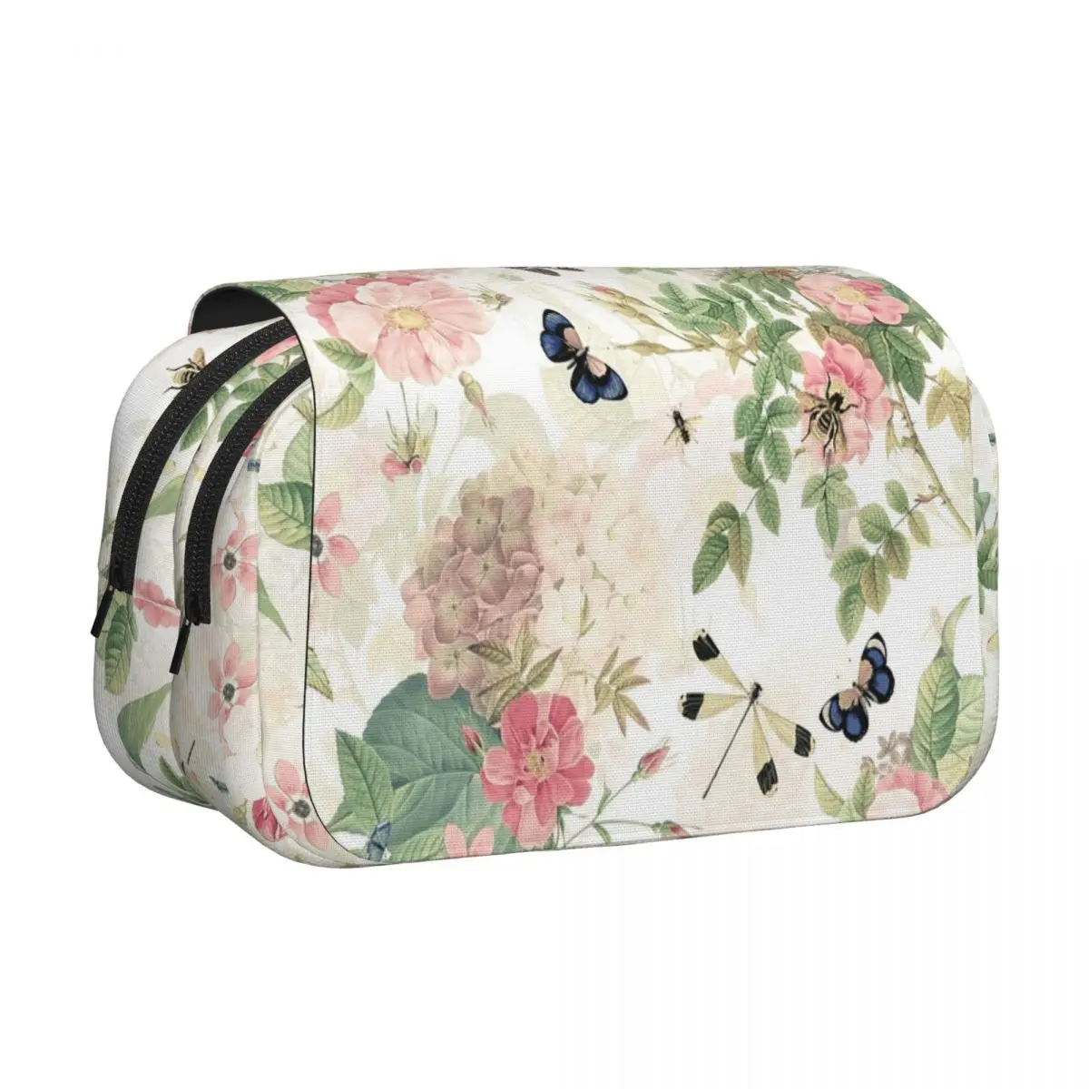 UtART Vintage Roses Spring Flower And Early Insects Botanical Pencil Cases Pencil Pouch Leather Large Storage Pen Box Pencil Bag