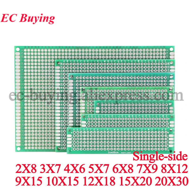 Single Sided PCB Universal Printed Circuit Board 20*30 15*20 12*18 10*15 10*10 8*12 6*8 2*8 4*6 7*9 9*15CM DIY Breadboard Plate