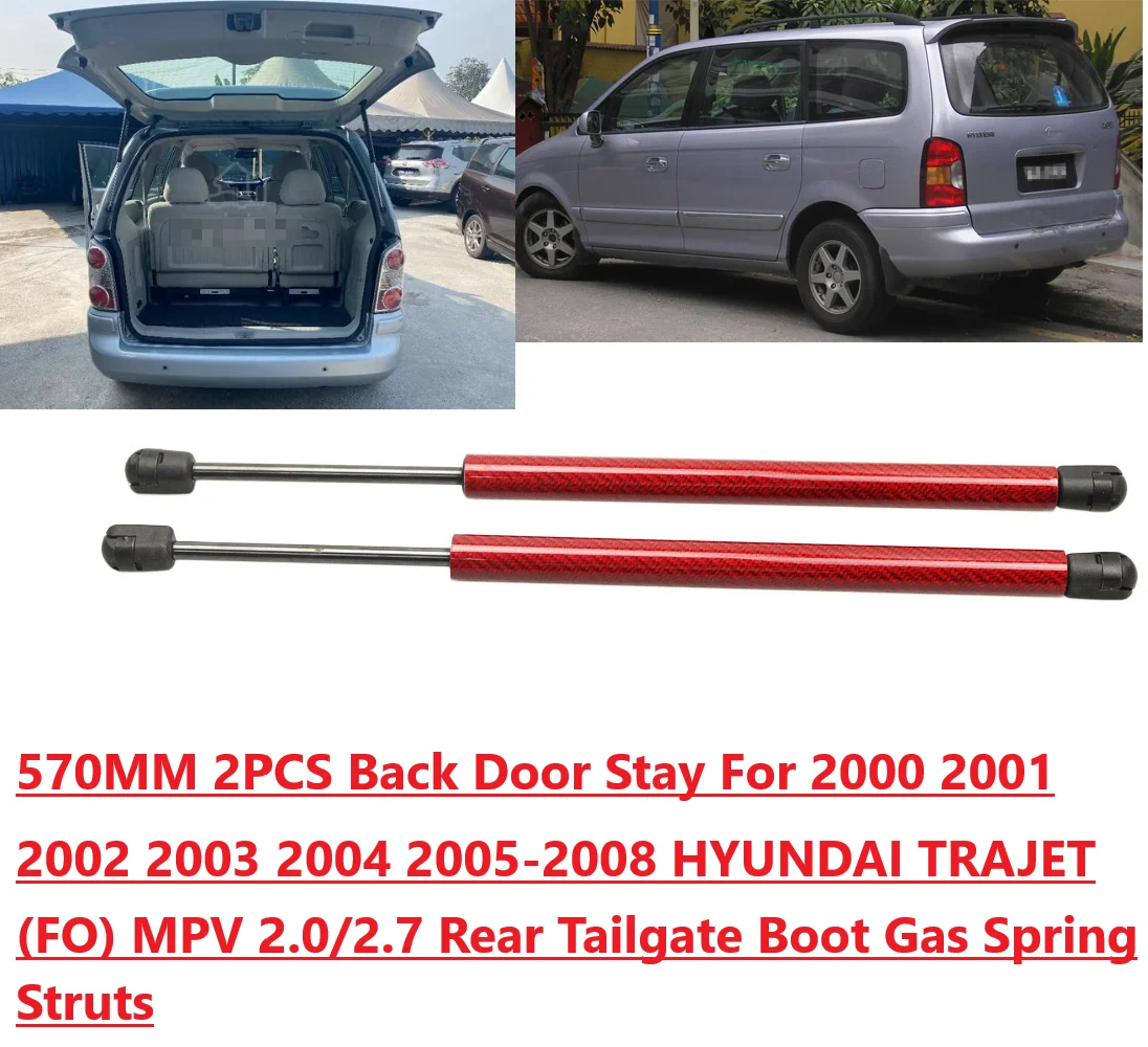 

570 мм, 2 шт., стойки задней двери для 2000 2001 2002-2008 HYUNDAI TRAJET (FO) MPV, задняя дверь багажника, газовые пружинные стойки, опора, подъемная опора