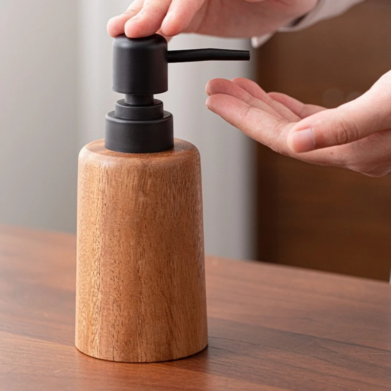 Wooden Toiletries Walnut Press Type Hand Sanitizer Bottle Solid Wood Premium Shower Gel Bottles Bathroom Storage Organizer Home