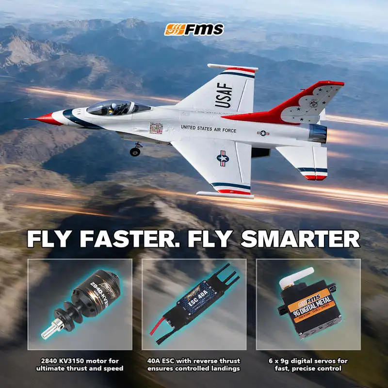 FMS EDF Jet 64mm F16 Fighting Falcon Fixed-Wing Remote Control Aircraft Model Outdoor High-Speed Electric Remote Control Model