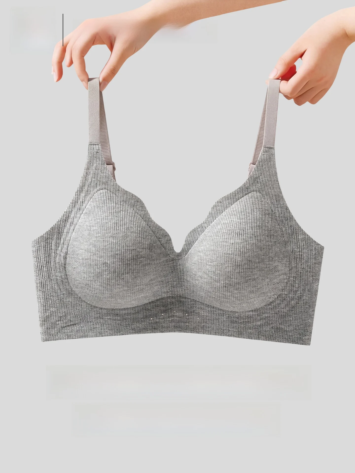 Comfortable Soft Support Women's Bra Gathered Padded Wireless Push up Anti Sagging Side Breast Collection Cup Stack Soft Supp...