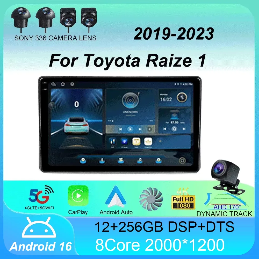 Android 16 Car Radio Carplay Auto For Toyota Raize 1 2019 - 2023 For Daihatsu Rocky 2019 - 2021 RHD 2Din Player GPS Video Stereo