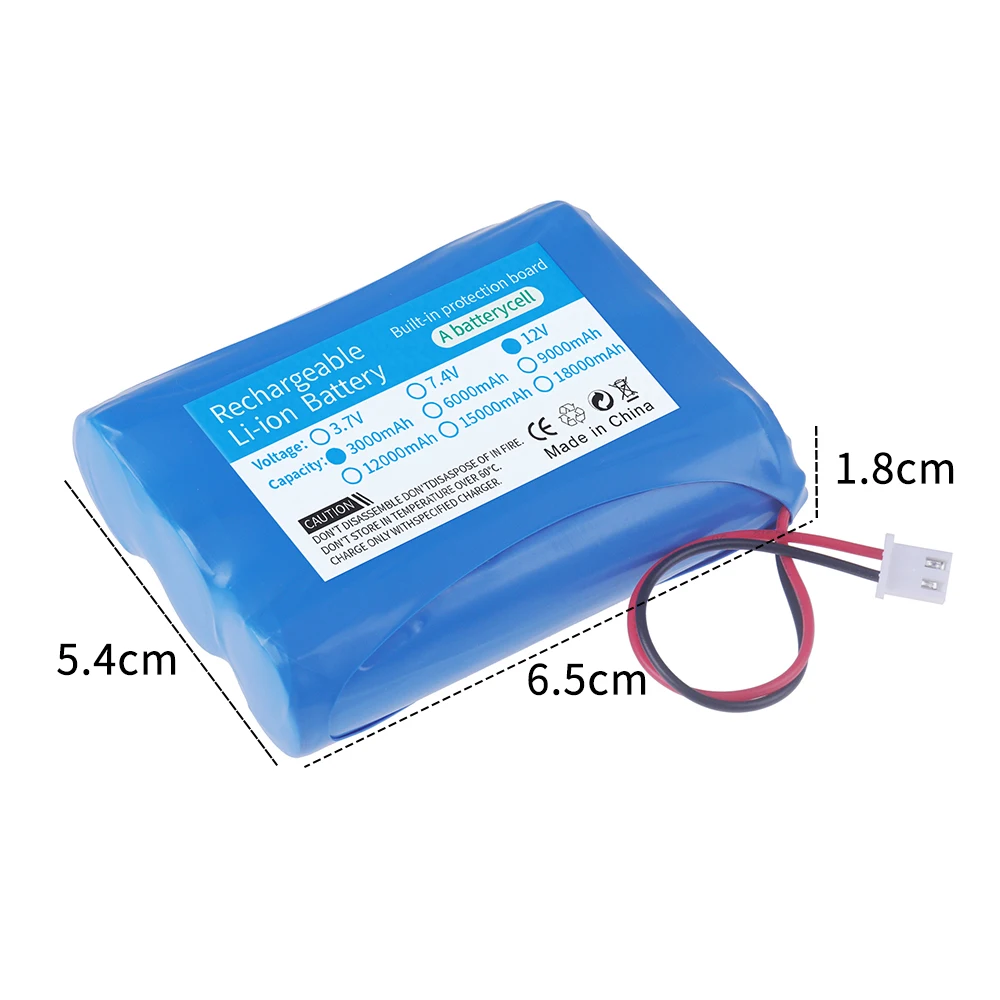 12V 3000mAh / 6000mAh Rechargable Pack For Speaker Flashlight Monitor CCTV Camera Battery 12.6 V 11.1V 18650 Lithium-ion Battery