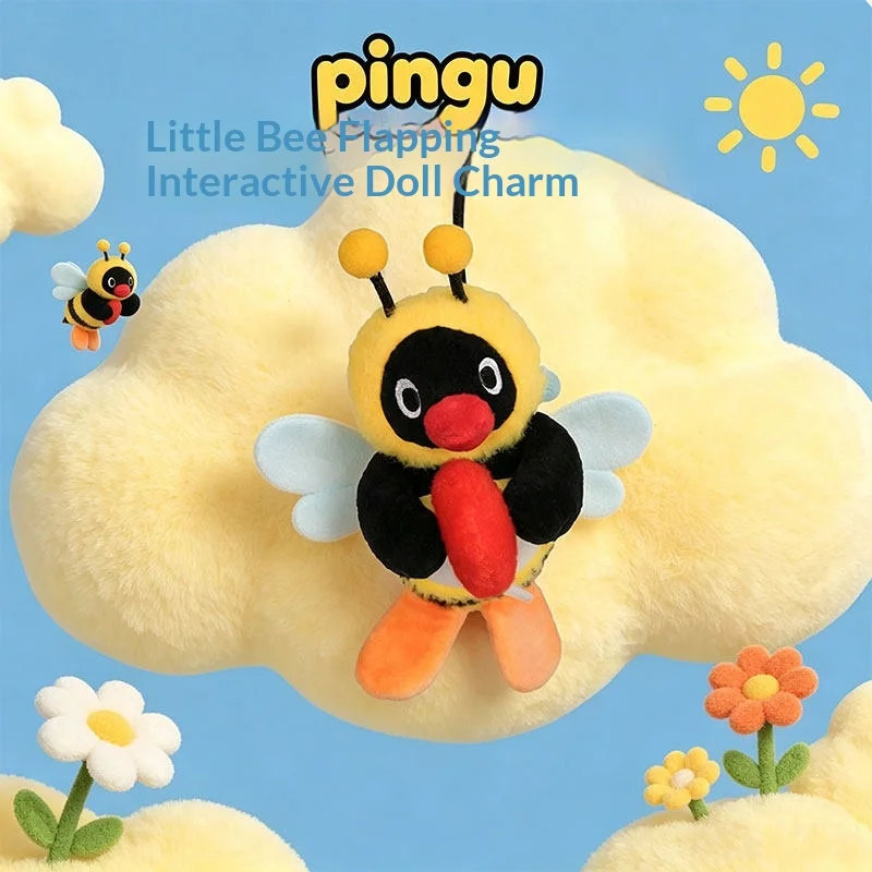 Pingu Little Bee Plush Pendant Cute Anime Plush Doll Soft Stuffed Toy Bag Hanging Decoration For Adult Fans Collection