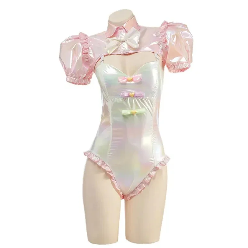 Аниме NEEDY GIRL OVERDOSE KAngel, карнавальный костюм, женский сексуальный кожаный боди, розовый комбинезон с кроликом для девочек, карнавальная одежда на Хэллоуин