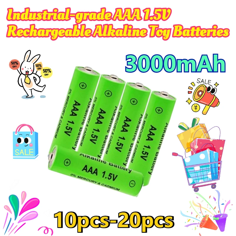

3000mAh 10pcs-20pcs Alkaline Rechargeable Batteries Industrial-grade AAA 1.5V Rechargeable Alkaline Toy Batteries