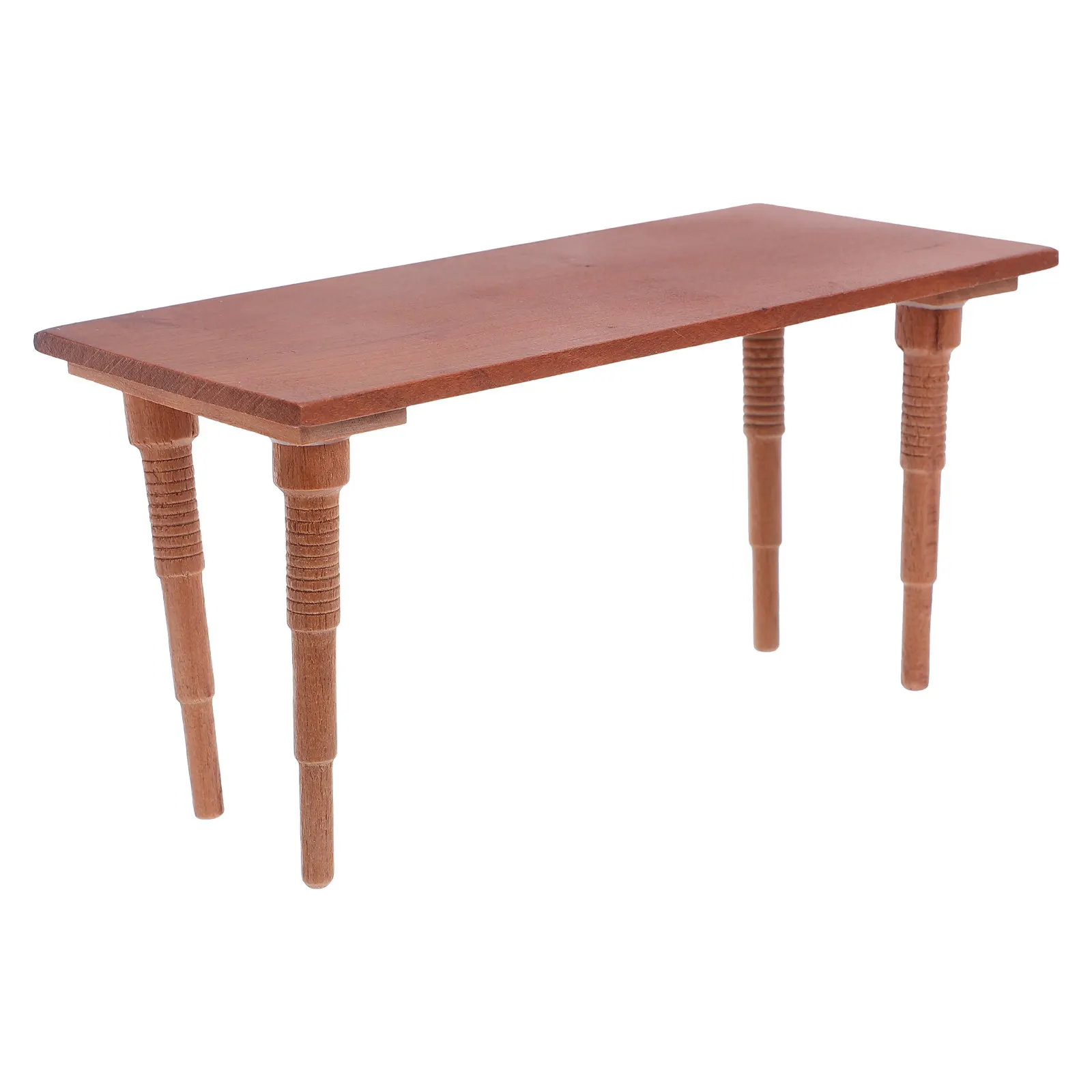 

1:12 Scale Mini Wood Dining Table Natural Cherry Wood Grain Design for Miniature House Furniture Kitchen Setup Realistic