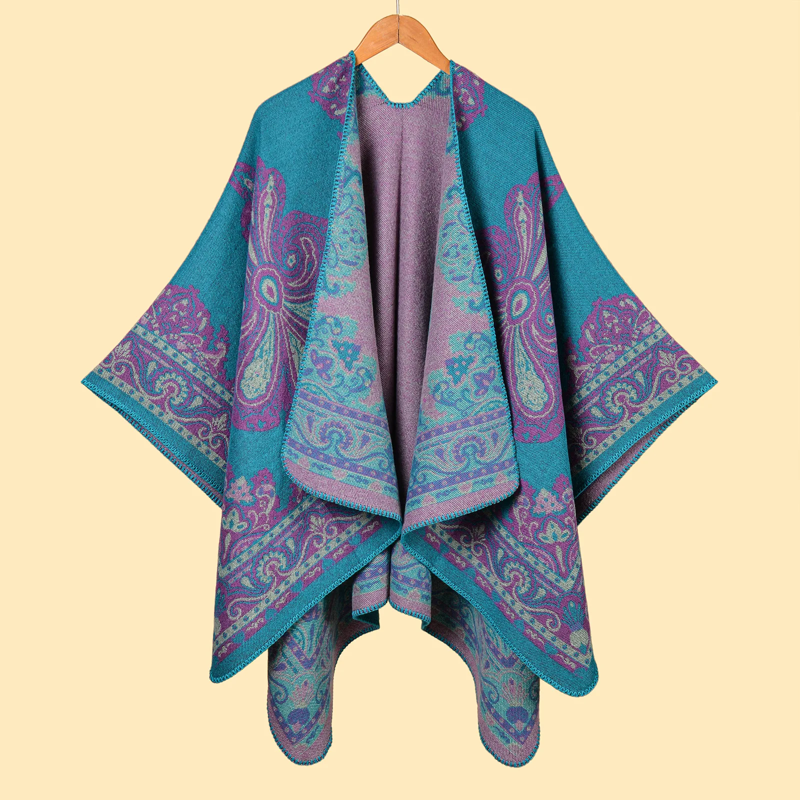 여성용 판초 두꺼운 신형 이중용도 스카프 및 케이프 민족 스타일 여행용 케이프 추운 날씨 사진 촬영용 망토 P1