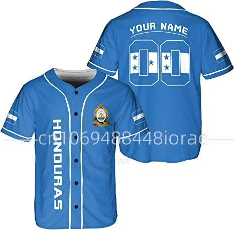 Men's Baseball Shirt Flag of Honduras Free Custom Name Baseball Jersey 3D Printed Men's Shirt Casual Shirt Hip Hop Top