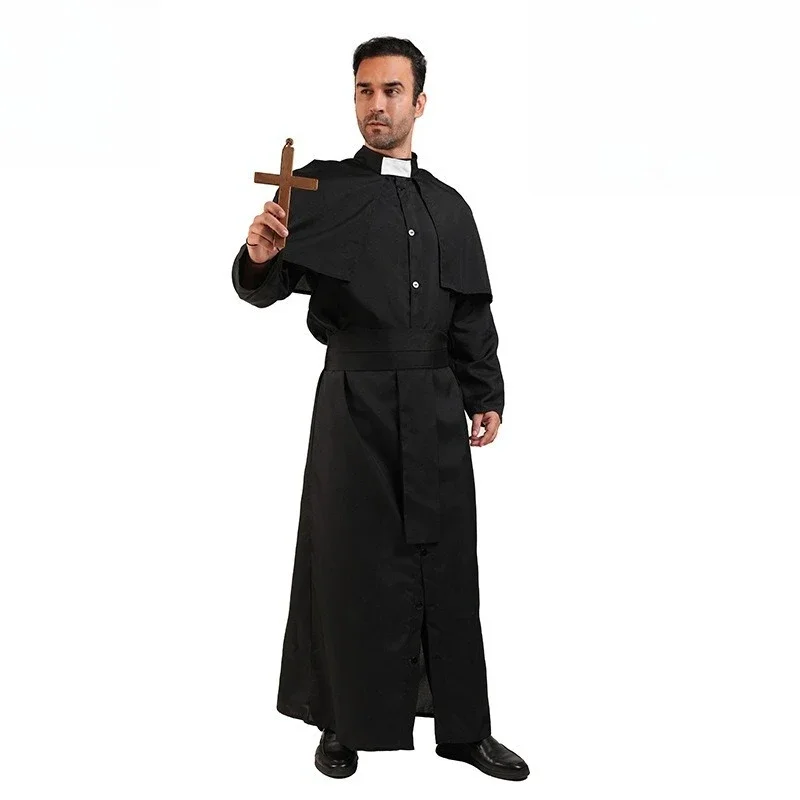 

Gothic Priest Cosplay Costume Father Fr. Cos Outfits for Women Men Halloween Carnival Parties Stage Performances Robes
