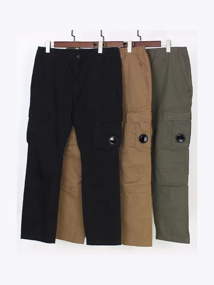 American Style Trend Brand Men\'s Casual Cargo Pants Solid Simple Multiple Pockets Sports Outdoor Jogging Training Trousers