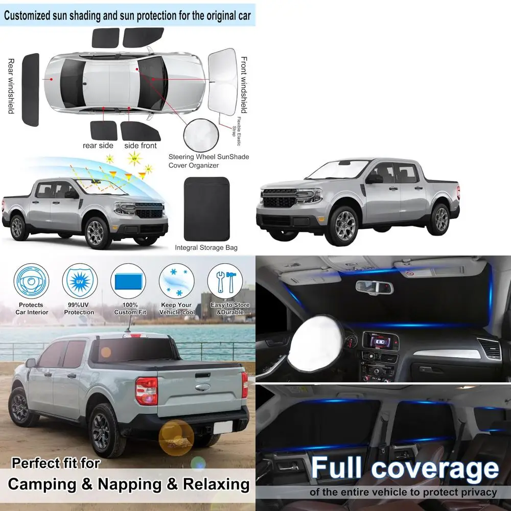 

Ford Maverick 2022-2025 Side & Rear Window Sunshades, UV Protection, 6-Piece Set for Privacy & Camping