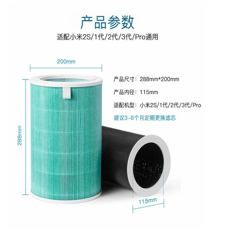 H12 Hepa Filter Xiaomi สำหรับ Xiaomi เครื่องฟอกอากาศ Mi 1 /2/3รุ่น Pro Activated Carbon Filter Xiaomi Air Purifier 2S Filter