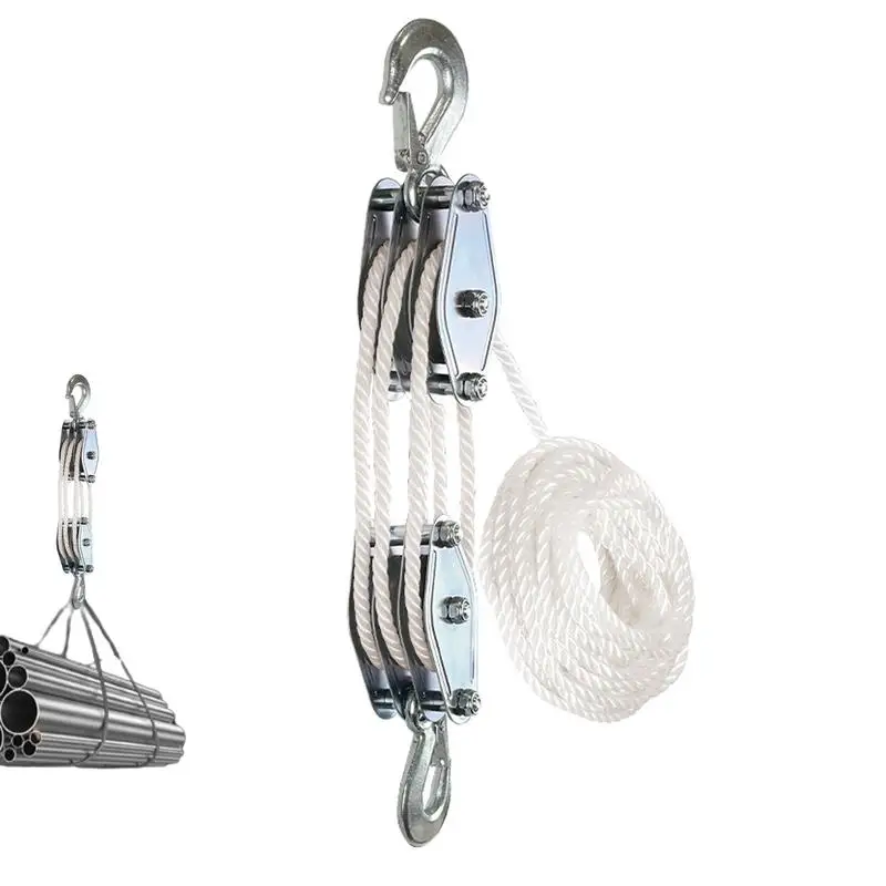 

Block And Tackle Rope Pulley Hoist With 6:1 Lifting Power Multifunctional Heavy Duty Pulley System With 2200 Lbs