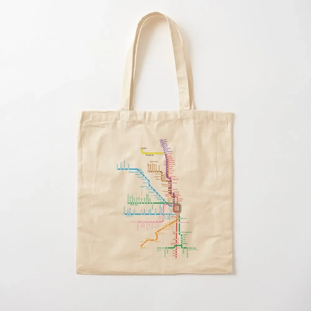 

Chicago Trains Map Tote Bag Portable shopping bag canvas tote bag