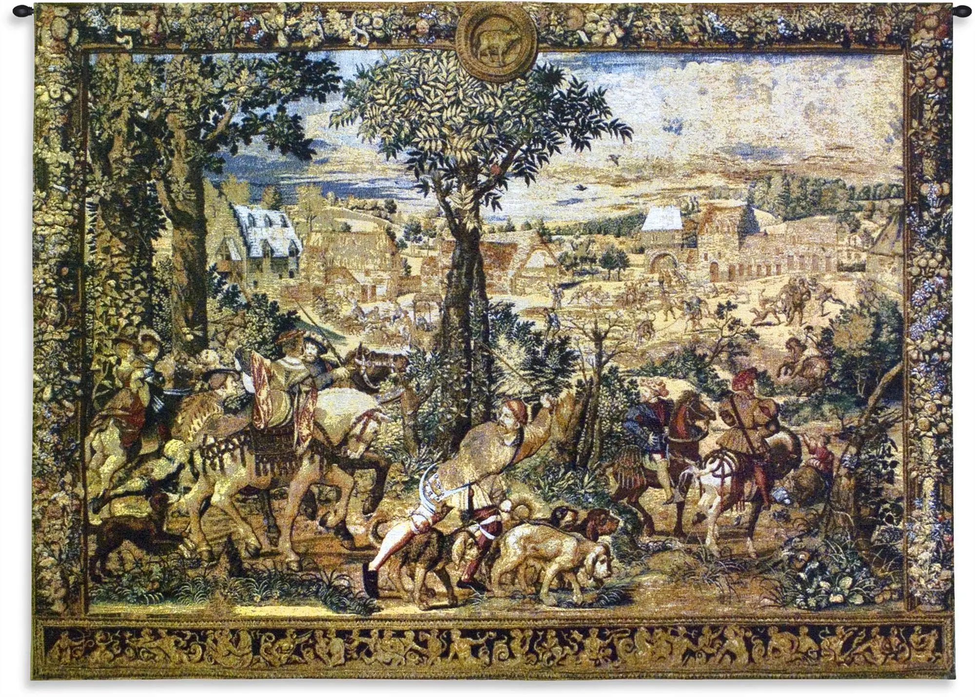 Hunting Parties of Archduke Maximilian | Woven Tapestry Wall Art Hanging | Intricate Renaissance Royal Hunting Scene
