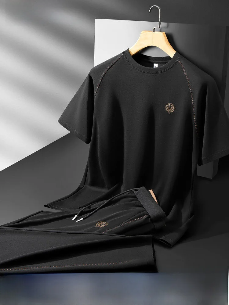 Conjunto Esportivo Casual de Luxo ChaoLiLong para Homens, Verão, Leve, Confortável, Respirável, Camiseta Simples, Conjunto de...