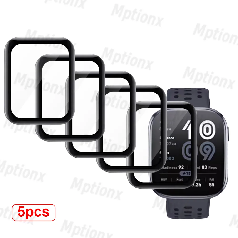 طبقة حماية كاملة التغطية لـ Amazfit Bip 6 واقي شاشة منحني فائق الدقة ومضاد للخدش لملحقات Huami Amazfit Bip6