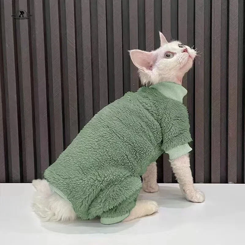 Sphinx Jumpsuit Autumn and Winter Thickened Plush Clothes Small and Medium-sized Cat Sweater Hairless Cat Warm Protect Abdomen