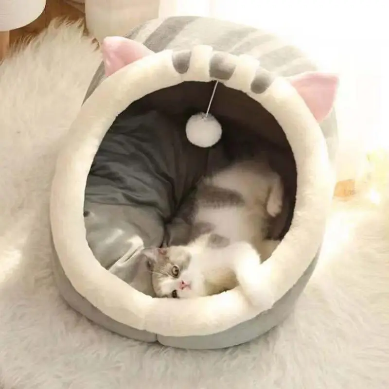 Cute Cat Bed Pet House Kitten Lounger Cushion Small Dog Tent Mat Washable Puppy Basket Cave Mat Soft for Cats House Bed Supplies