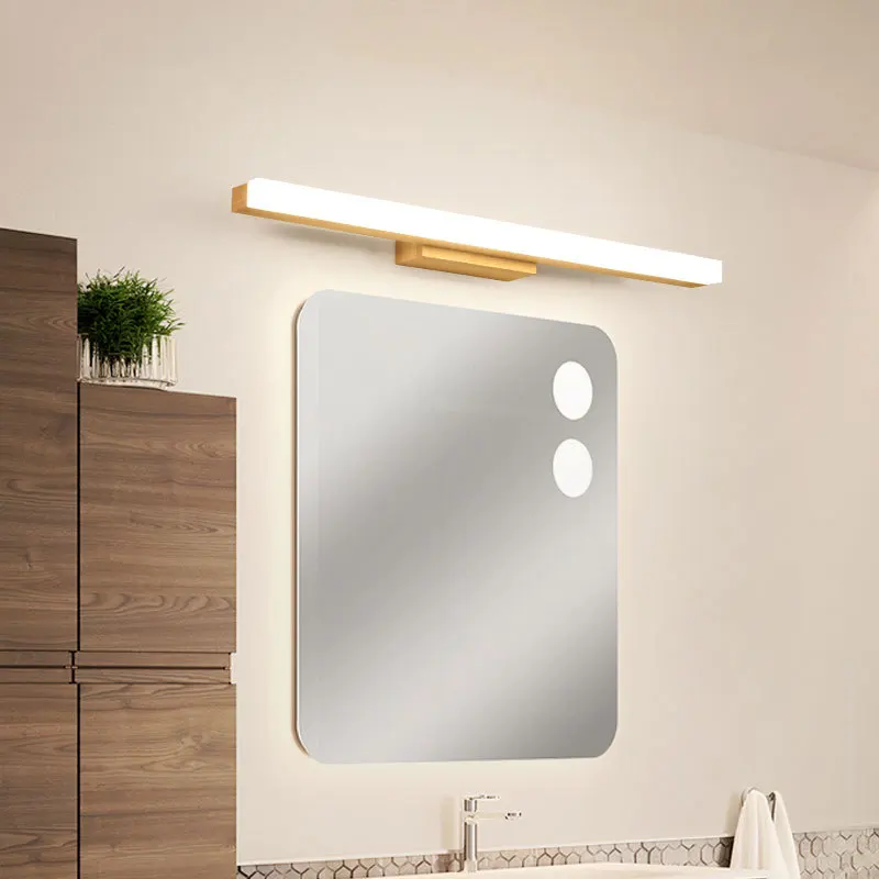 North European Wooden Wall Lamp LED Mirror Front Light Modern Simple Bedroom Bedside Bathroom Makeup Light Cosmetic Table Lamp